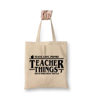 Stranger Things Teacher Öğretmenler Günü Öğretmene Hediye Bez Çanta Uzun Saplı Alışveriş Çantası (Beyaz)
