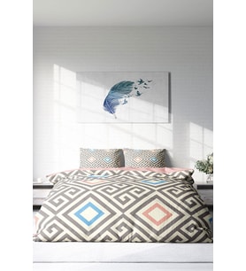 Çift Kişilik ( Lastikli Çarşaflı ) %100 Pamuk Saten Nevresim Takımı Geometric