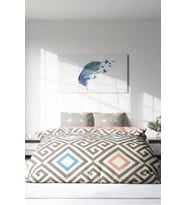 Çift Kişilik ( Lastikli Çarşaflı ) %100 Pamuk Saten Nevresim Takımı Geometric