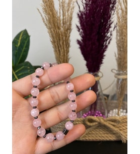 PEMBE KUVARS DOĞAL TAŞ BİLEKLİK 8mm