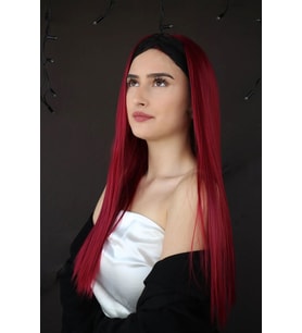 Caş Dekorasyon Isıya Dayanıklı Yarımay Çıt Çıt Saç - 39# - Şarap Kızıl - Düz - 60 Cm - 110 Gr