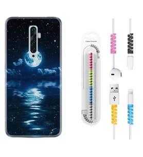 Oppo Reno 2Z 4 Lite 4 Pro 5 6 7 A31 Kılıf Kablo Koruma Spiral Silikon Night Moon 1133
