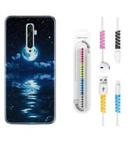 Oppo Reno 2Z 4 Lite 4 Pro 5 6 7 A31 Kılıf Kablo Koruma Spiral Silikon Night Moon 1133