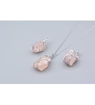 Hakiki Doğal Pembe Kuvars Taşı Kolye Ucu 001