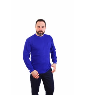 ESER - Bisiklet Yaka Sweatshirt - Cepli - Saks