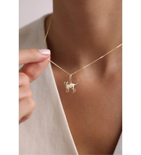 Siyah Taşlı Kedi Kilitli Charm Kolye