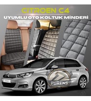 Citroen C4 Antrasit Renk Tay Tüyü Cepli & Terletmez Sırtlı Oto Koltuk Minder Seti - Koltuk Koruma Kılıfı (ÖN & ARKA TAM SET)