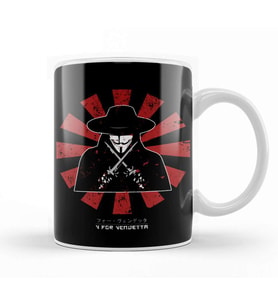V For Vendetta Retro Japanese Kupa Bardak Porselen