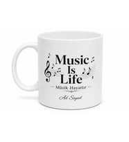 Music Is Life Yazılı Müzik Hayattır Kupa Bardak Müzisyen Hediye