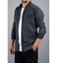 Slim Fit Erkek Kot Gömlek Füme