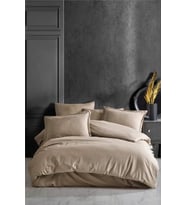 Mulvxurg  Urg02  Çizgili Saten Nevresim Takımı Çift Kişilik Açık Kahve (Mulvix)