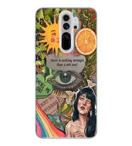 Redmi Note 8 Pro Uyumlu Vintage Kolaj Desenli Şeffaf Telefon Kılıfı