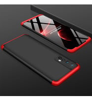 Realme 7 Kılıf 3 Parça Slim Sert Silikon Kapak AYS (Siyah-Kırmızı)