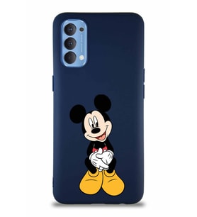 Oppo Reno 4 Soft Premier Kapak Mickey Mouse-A Tasarımlı Silikon Kılıf - Lacivert (Şeffaf)