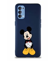 Oppo Reno 4 Soft Premier Kapak Mickey Mouse-A Tasarımlı Silikon Kılıf - Lacivert (Şeffaf)