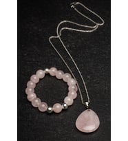 Pembe Kuvars Balık, Boğa, Terazi, İkizler, Yengeç, Akrep ve Koç Burcu Taşı Bileklik Kolye (405)