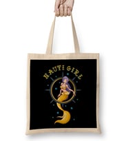 Nauti Girl Naughty Mermaid Nautical Pun Bez Çanta Uzun Saplı
