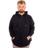 Mode XL Büyük Beden Erkek Sweatshirt Kapüşonlu Fermuarlı Recycle B24547 Siyah