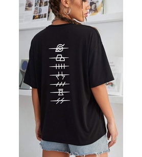 Unisex Ninja Akatsuki Baskılı T-shirt (Siyah)