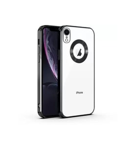 Huawei P30 Lite Kılıf Logo Yeri Açık Kamera Lens Korumalı Renkli Kenarlı Şeffaf Silikon (Siyah)