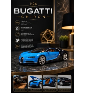 1:24 Chiron Mavi Metal Model Araba Diecast Açılabilir Kapı