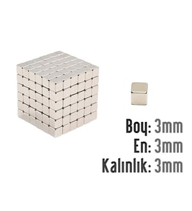 Neodyum Mıknatıs Küp 3x3x3mm  10 adet