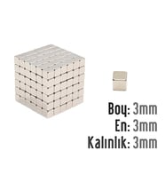 Neodyum Mıknatıs Küp 3x3x3mm  10 adet (Metal)