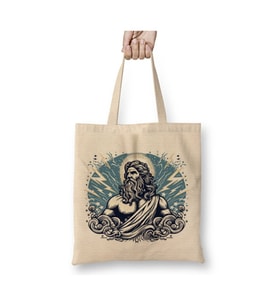 Greek God Greek Mythology Poseidon Mitoloji Beyaz Bez Çanta Alışveriş Çantası Plaj Çantası