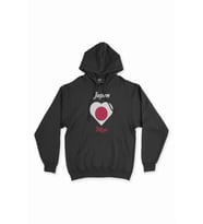 Tokyo Japonya Bayraklı Kalpli Siyah Sweatshirt Hoodie