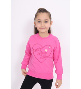 Toontoy Kız Çocuk Nakışlı Sweatshirt (Koyu Mor)