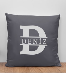 BK Gift Kişiye Özel Harfli Premium Kumaş Kırlent Yastık-1 (5 Farklı Renk Seçeneği), Arkadaşa Hediye, Ev Hediyesi, Doğum Günü Hediyesi (Antrasit)