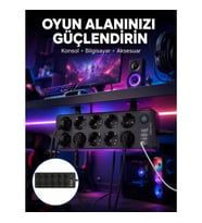 Mey İthalat® USB ve Type-C Çıkışlı 10'lu Akım Korumalı Çoklu Priz Güç Dağıtıcı