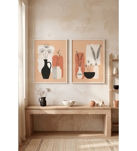 Minimalist Doğa 2'li Ahşap Çerçeveli Tablo Seti