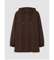 LCW Curve Kahverengi Büyük Beden Kapüşonlu Kadın Sweatshirt Tunik