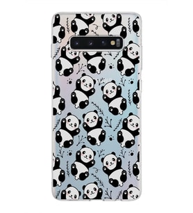 Samsung Galaxy S10 Plus Kapak Panda Tasarımlı Şeffaf Silikon Kılıf
