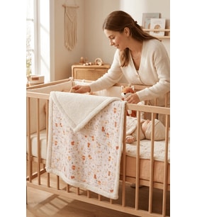 Luckka Puffy Bebek Battaniyesi 70x100 cm Koyun Tüylü Müslin Battaniye  Tilki