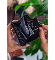 Garbalia Leeds Hakiki Deri Fermuarlı Unisex Cüzdan Siyah