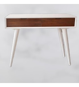 Dresuar 12914 Torna Retro Ahşap Kayın ayak MDF tabla Beyaz-CEVİZ uyum El Yapım