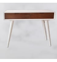 Dresuar 12914 Torna Retro Ahşap Kayın ayak MDF tabla Beyaz-CEVİZ uyum El Yapım
