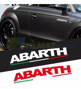 Fiat Abarth Logo Yan Kapı Altı Oto Sticker Etiket Yapıştırma 2 Adet ( 22 x 4 Cm Ölçü )