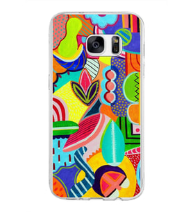 PrintiFy Samsung Galaxy S7 ile Uyumlu 1mm Slim Fit Retro Colors 6 Baskılı Şeffaf  Kılıf