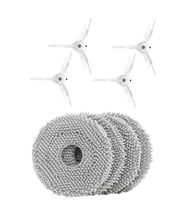 Roborock QRevo Pro Uyumlu 4 Adet Beyaz Yan Fırça 4 Adet Mop Fiber Paspas