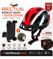 BİSİKLET KASKI (KIRMIZI SİYAH YETİŞKİN VİZÖRLÜ LED IŞIKLI BEDEN 58/61 + 1 ADET TELEFON TUTUCU)