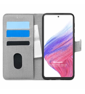 Microsonic Samsung Galaxy A53 5G Kılıf Fabric Book Wallet Gri