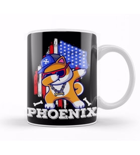Phoenix City Dabbing Dog Kupa Bardak Porselen