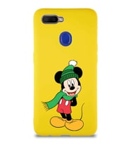 Oppo A5S Soft Premier Kapak Mickey Mouse-G Tasarımlı Silikon Kılıf - Sarı (Şeffaf)