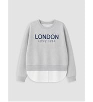 LCW Kids Gri London Baskılı Kız Çocuk Kalın Sweatshirt