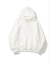 3 İplik Pamuklu Unisex Kapşonlu Sweetshirt - Beyaz