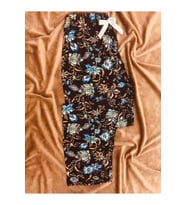 Cepsiz Çiçek Motifli Viskon Yazlık Kadın Pijama Altı (Siyah)