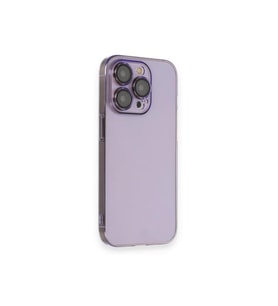 Uyumlu Model Apple iPhone 13 Pro Max Kılıf Hard Fit Şeffaf Sararmaz Lensli Kapak (Lila)